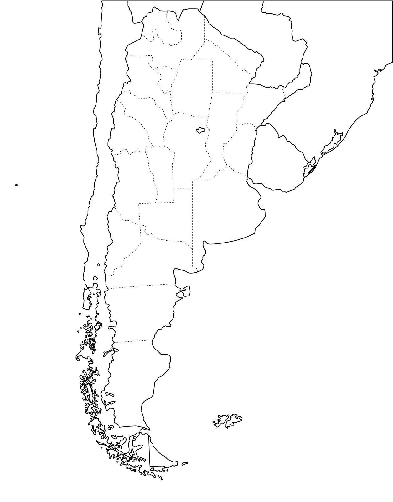 Landkarte von Chile und Argentinien